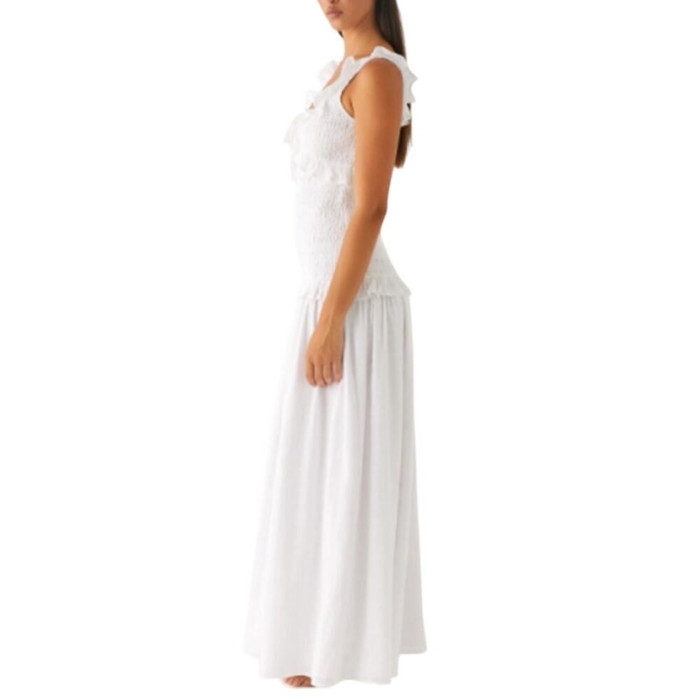 Peppermayo Women's White Westlyn Shirred Maxi Dress Size 2 - Picture 10 of 10